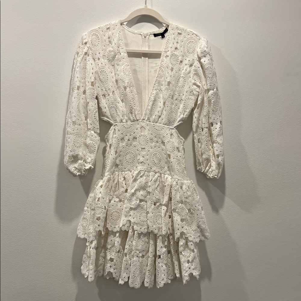 Maje Ivory Lace Long Sleeve Dress